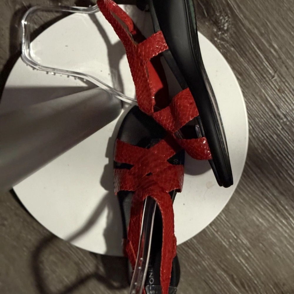 STONEFLY Scarlet Red Leather Snakeskin Strappy Wedge Sandals NWT Size 40 - Picture 6 of 10